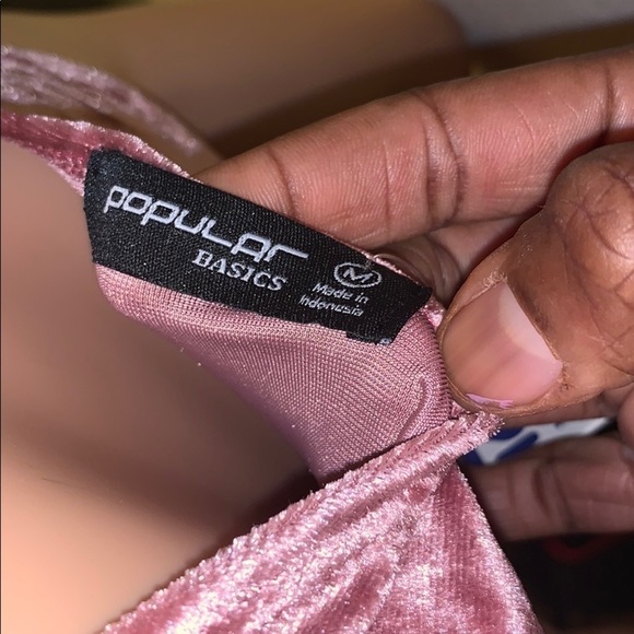 𝅺popular Basic Womens Pink Crushed Velvet Dress Size medium - Picture 6 of 6